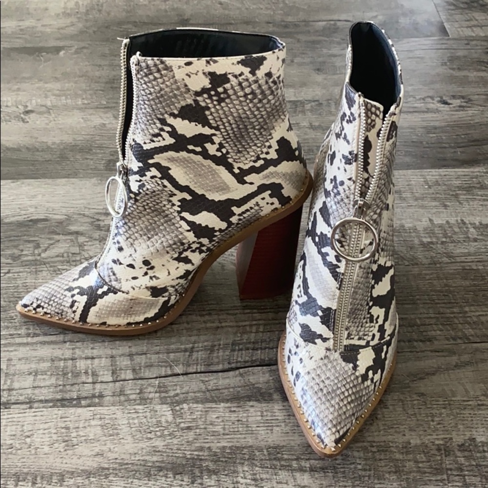Zip Snakeskin Booties